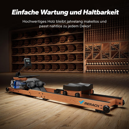 MERACH R28 Wasser Rudergerät Holz für Heimfitness – Faltbar