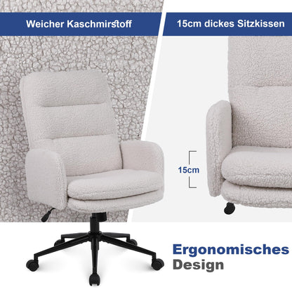 Youhauchair Kaschmir Schreibtischstuhl Ergonomisch - Creme