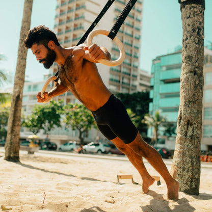 PULLUP & DIP Premium Turnringe Holz – runde Gymnastikringe Set