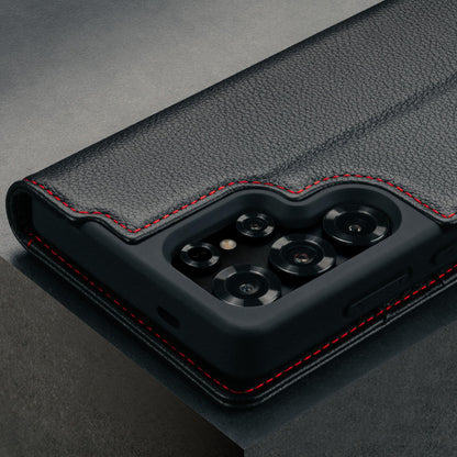 TORRO Lederhülle für Samsung Galaxy S25 Ultra, Standfunktion, Schwarz