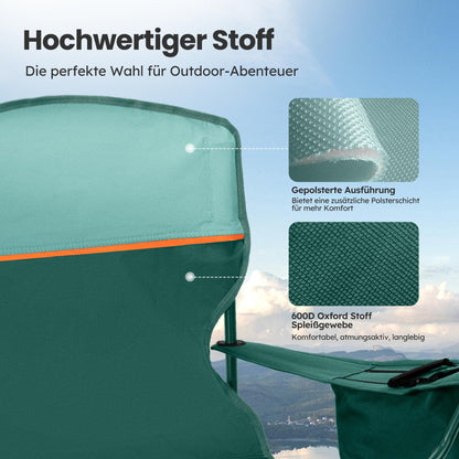 HIGH POINT SPORTS Campingstuhl faltbar, 2er-Set, bis 102 kg, Grün