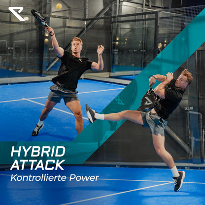 RYZE Hydra Padelschläger, 100 % Carbon, 365 g, mit Schutzhülle