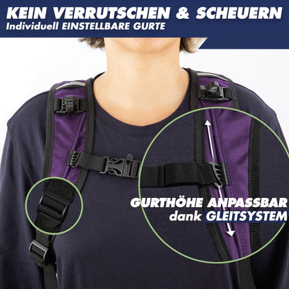 SASMO Trinkrucksack Schwarz mit 2L Trinkblase und Thermofach