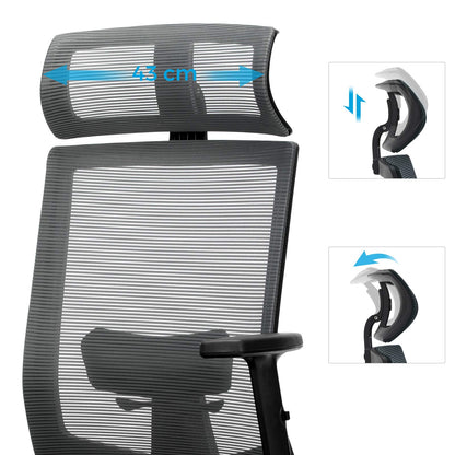 SONGMICS Bürostuhl Netzbespannung Ergonomisch Grau OBN55BG