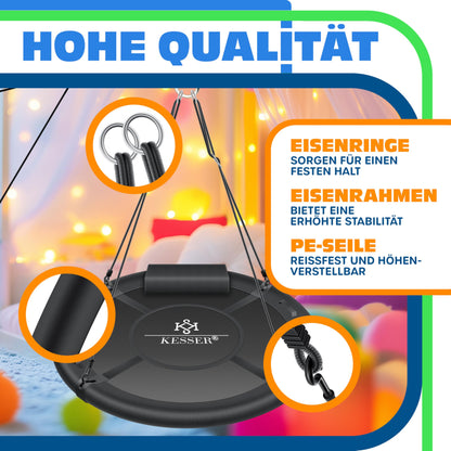 KESSER Nestschaukel Rundschaukel Ø 100cm mit Kissen Anthrazit