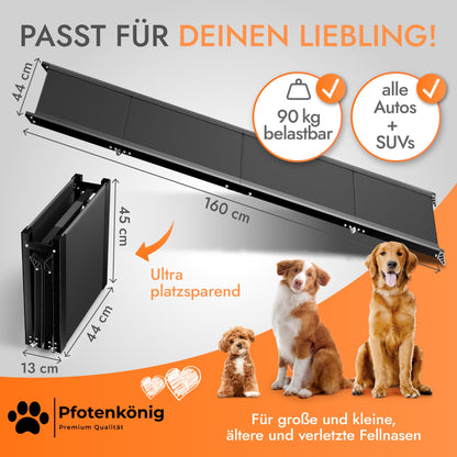 PFOTENKÖNIG PLATZWUNDER Hunderampe Auto - klappbar Leicht-Alu