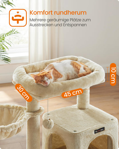 Feandrea Kratzbaum PCT51M, 96 cm, Katzenbaum mit Hängematte, beige