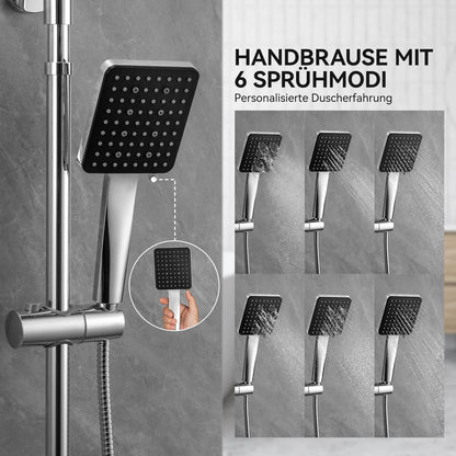 Auralum Thermostat Regendusche Komplettset Chrom - 30cm Überkopfbrause