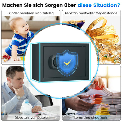 Tiskgg Tresor Safe 25L mit Zahlenschloss, Alarm und abnehmbarem Regal