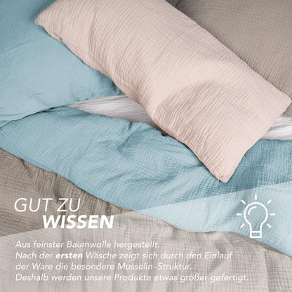 Pure Label Musselin Bettwäsche, 4-teilig, 155x220 cm, Taupe