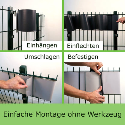 workingHOUSE PVC Sichtschutzstreifen Doppelstabmatten, Anthrazit, 70 m