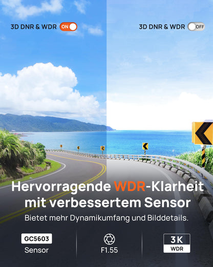 70mai M310 Plus 3K Dashcam mit 1620P, Nachtsicht und Parküberwachung