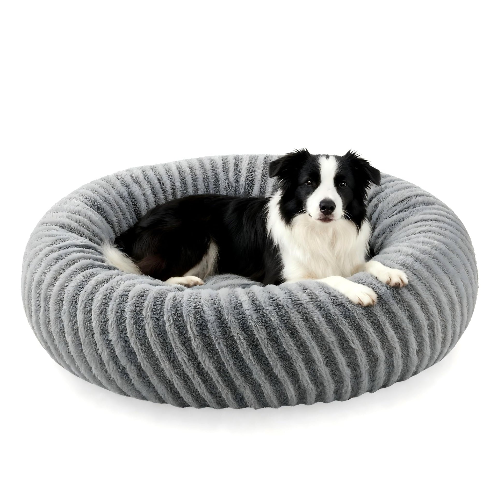 Pawk Hundebett rund flauschig waschbar mit Memory-Schaum, 76x76x20 cm aus weichem Teddy-Kurzflor