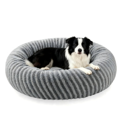 Pawk Hundebett rund flauschig waschbar mit Memory-Schaum, 76x76x20 cm aus weichem Teddy-Kurzflor