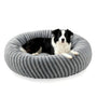 Pawk Hundebett rund flauschig waschbar mit Memory-Schaum, 76x76x20 cm aus weichem Teddy-Kurzflor