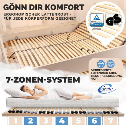 Coemo Ergo 7-Zonen Lattenrost 120x200 – Kopfteil verstellbar