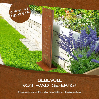 Rostikal Gartenschild Familie – Edelrost Metallschild, 55 cm hoch