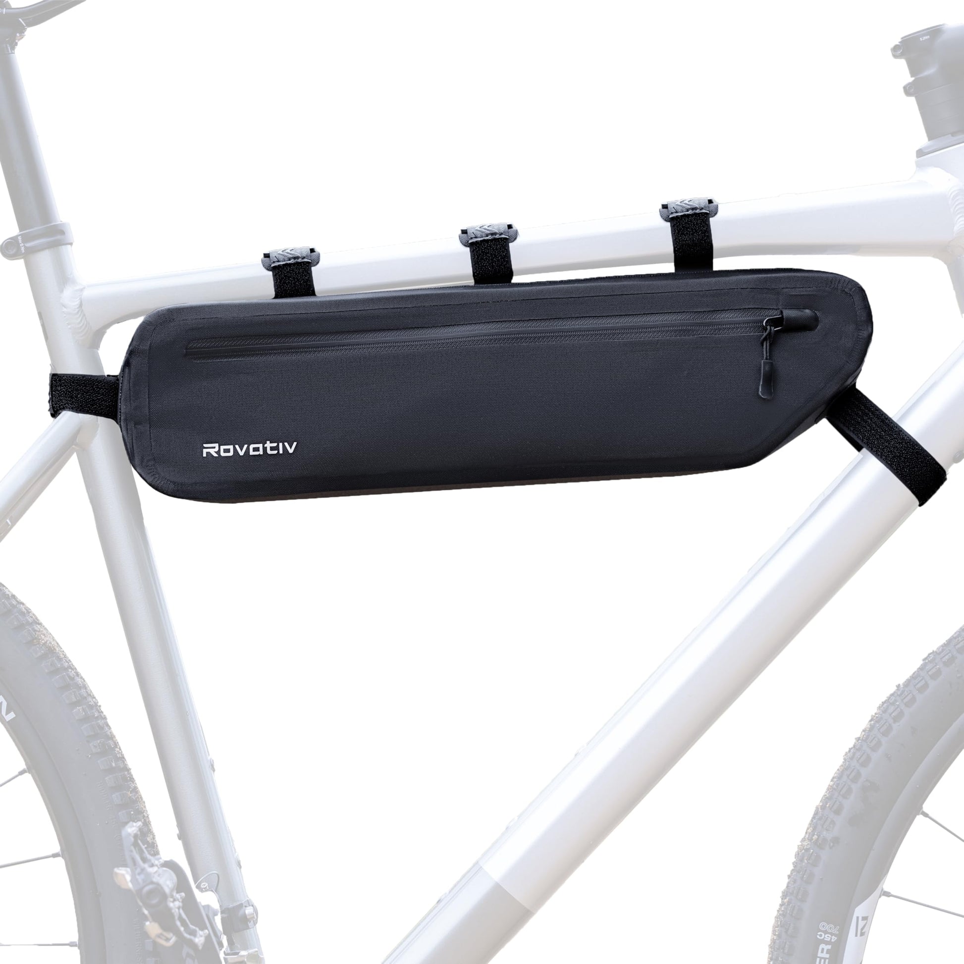 Rovativ Bikepacking-Rahmentasche RRT46, 46 cm, wasserdicht, 3,5 l, aus TPU-Gewebe mit Klettbändern