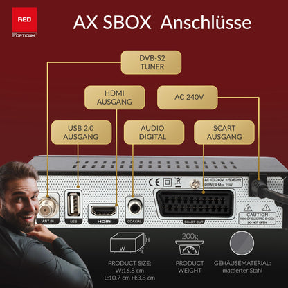 RED OPTICUM S-Box PVR HD Sat-Receiver mit Aufnahmefunktion