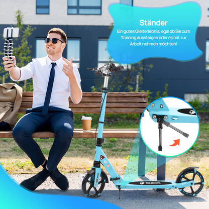 TENBOOM Tretroller Cityroller Erwachsene & Kinder – 200mm Räder, 2 Bremsen