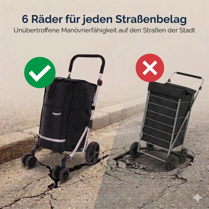 Hoppa Einkaufstrolley ST101 klappbar mit 6 Rädern, 74 l
