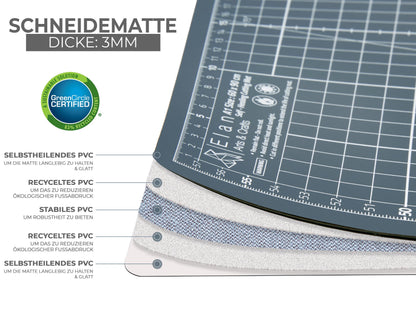 Elan Schneidematte A1 selbstheilend, 60 x 90 cm, 5-lagig, grau