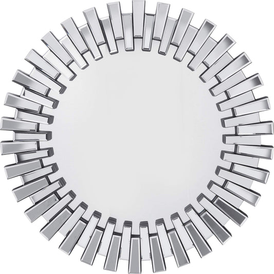 Kare Design Sprocket runder Wandspiegel Silber Ø92cm. Reflektiert das Licht und dient der Raumgestaltung.