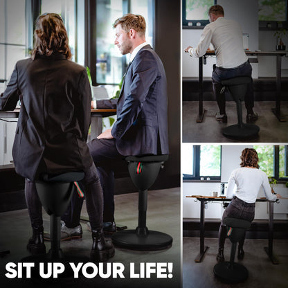 SteinLife Cone Bürohocker Ergonomisch [TESTSIEGER] Sitzhocker Höhenverstellbar [48-68cm] Ergonomischer Hocker für Büro [Schwingeffekt] Wackelhocker Stehhocker | Arbeitshocker rutschfest
