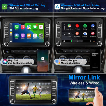 Lehwey 2DIN Autoradio Android 14 DAB+ Carplay 7 Zoll Display