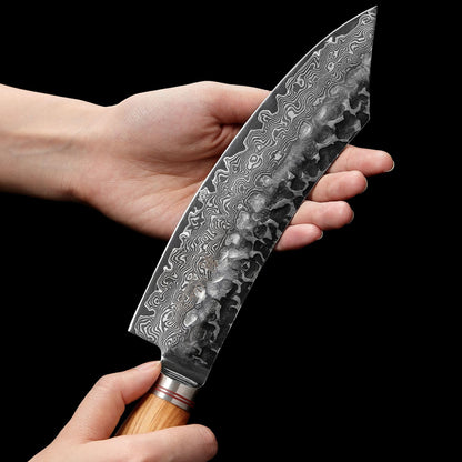 Wakoli Olive HS Damastmesser – 20cm Olivenholz Hammerschlag