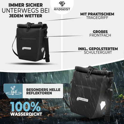 RADGEIST Gepäckträgertasche RG-PB wasserdicht, 20 L, schwarz, 2er-Set
