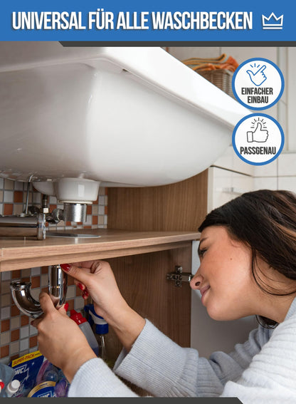 FEINER Universal-Siphon für Waschbecken, Edelstahl verchromt, 2er-Set