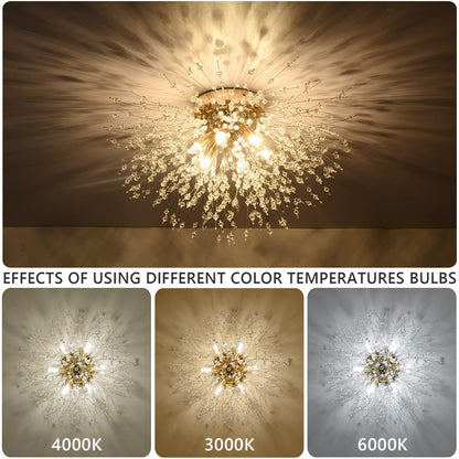 Rayofly Kristall Kronleuchter Feuerwerk Sputnik Golden 6-flammig