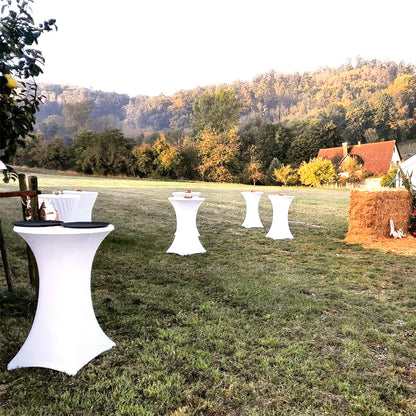 Pesonlook Stehtisch-Husse 6er-Set, Stretch, Weiss, Ø 80–85 cm