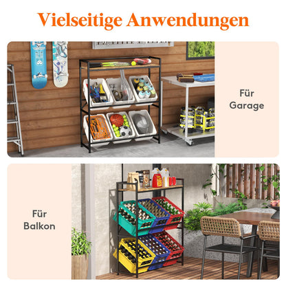 Lifewit Getränkekistenregal mit Ablage – für 6 Kisten, Rustikales Braun