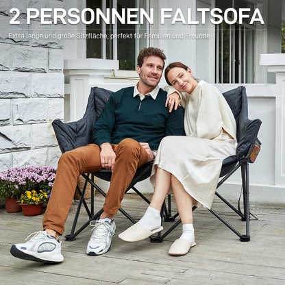 EVER ADVANCED Campingstuhl Faltsofa 2-Sitzer XXL - Schwarz