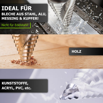 Pinava HSS Stufenbohrer 6-60 mm, Kegelbohrer für Metall und Holz