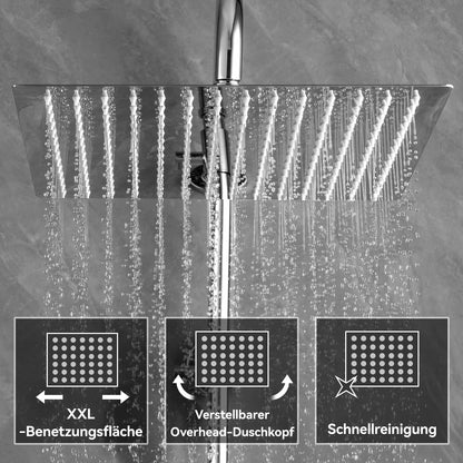 Auralum Thermostat Regendusche Komplettset Chrom - 30cm Überkopfbrause