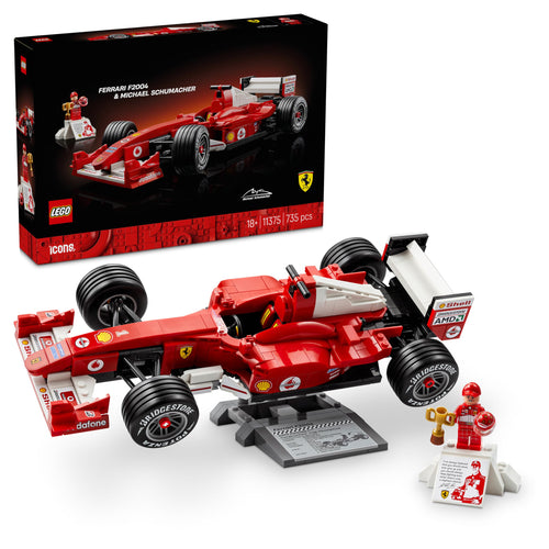 LEGO Icons Ferrari F2004 und Michael Schumacher, F1 Modellauto 11375