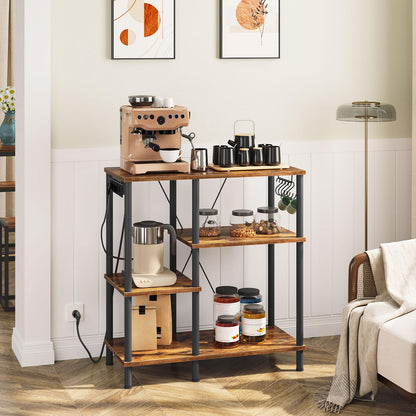 HOOBRO EBF07CHB01 Küchenregal – mit Steckdosen, Vintagebraun