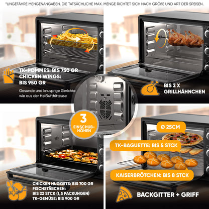 Stillstern CYCLONE PRO+ Minibackofen 25L Umluft Airfryer