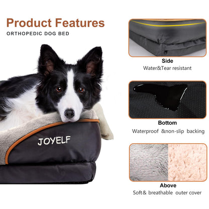 JOYELF Orthopädisches Hundebett Memory Foam XXL – Waschbarer Bezug