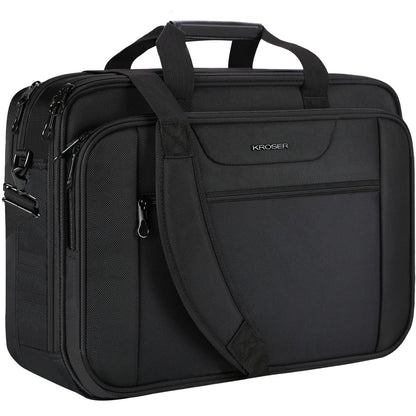 KROSER Laptoptasche 18 Zoll, erweiterbar, wasserabweisend, schwarz aus 1680D-Material