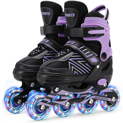 Ylaide Inline Skates Kinder verstellbar, leuchtende Rollen, EU 32-36, mit PP-Schale und dreifachem Verschluss