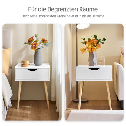Yaheetech Nachttisch Skandinavisch mit Schublade – 2er-Set Weiss