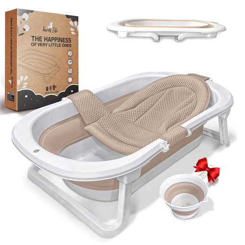 FawnsLife Babybadewanne faltbar XXL mit Sitz und Wassereimer