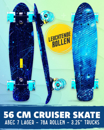 Deleven Skateboard LED Rollen 56 cm für Kinder & Erwachsene