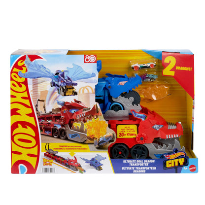 Hot Wheels City Drachentransporter 2-in-1 Spielzeugauto-Trackset JKJ79