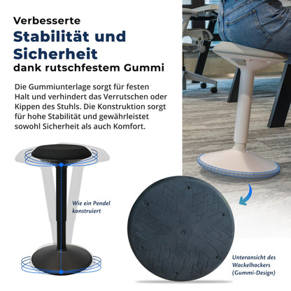 Backerz Ergonomischer Bürohocker - Mattschwarz, 55-80 cm