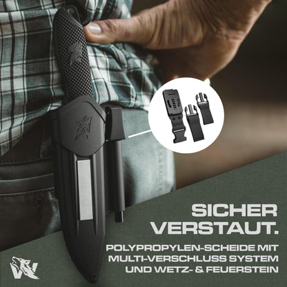 ODENWOLF W3 Outdoor Messer feststehend D2 Stahl - Schwarz